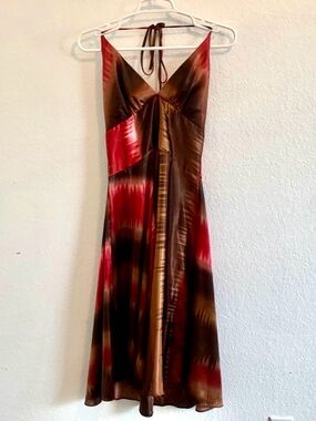 ALYN PAIGE HALTER DRESS SILKY SATIN TIE DYE SIZE 8 FEMININE